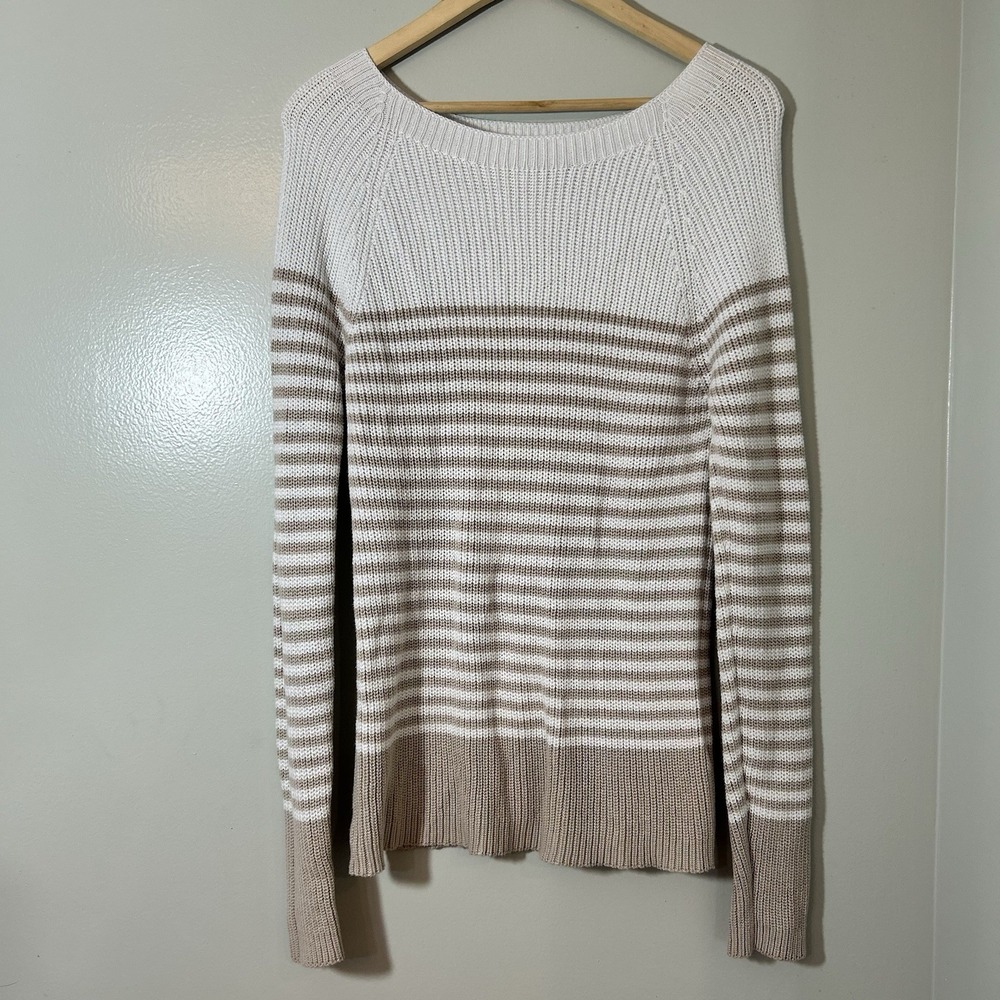 Vineyard Vines Sweater Women's XS Striped White Oatmeal Long Boat Neck